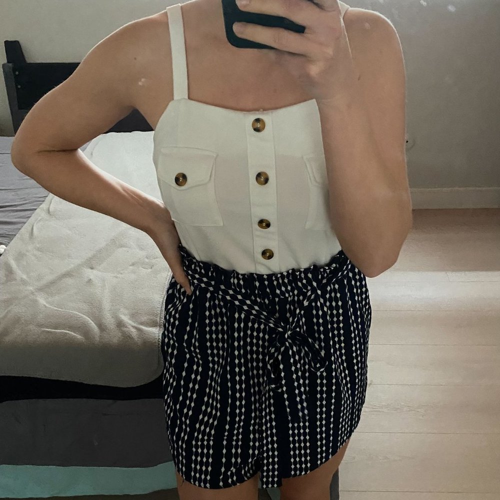 Romper (M), white, navy